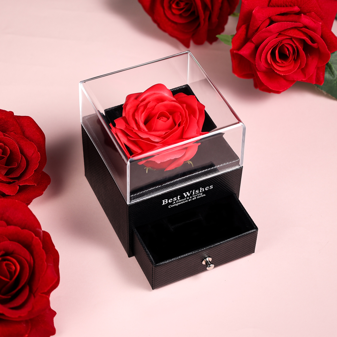 Rose Ewige Blume Halskette Schmuck Geschenkbox mit Schublade 