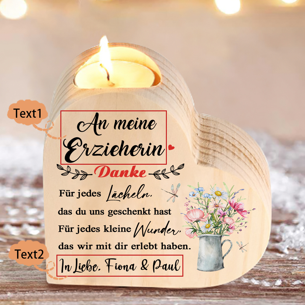 Personalisierter 2 Texte Kerzenhalter-Danke Für jedes Lächeln, das du uns geschenkt hast-Dankbar Geschenk für Leherin Leher Erzieherin Erzieher
