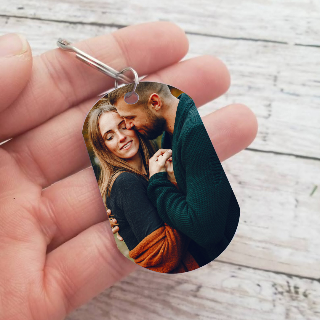 Personalisierter Foto-Schlüsselanhänger mit Gravur & „Pinky Promise“  für Paare