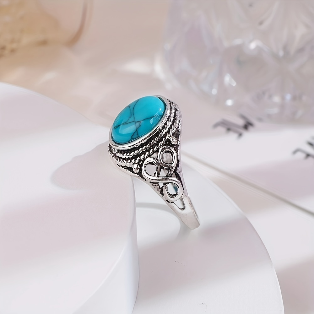Retro Oval Türkis Ring