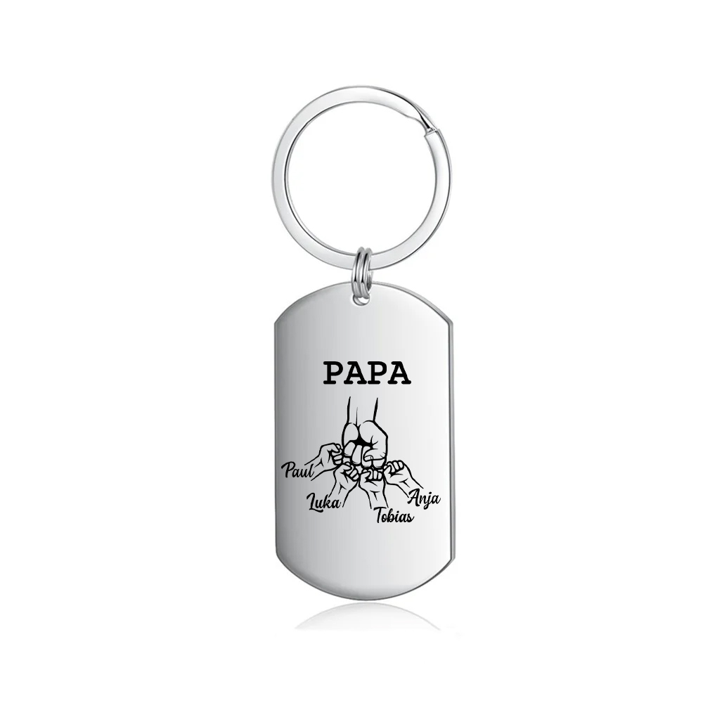 Personalisierbarer 4 Namen Papa/Opa Faust Schlüsselanhänger-Lieber Papa/Opa du hast ja bereits uns-Geschenk für Vater Vatertag