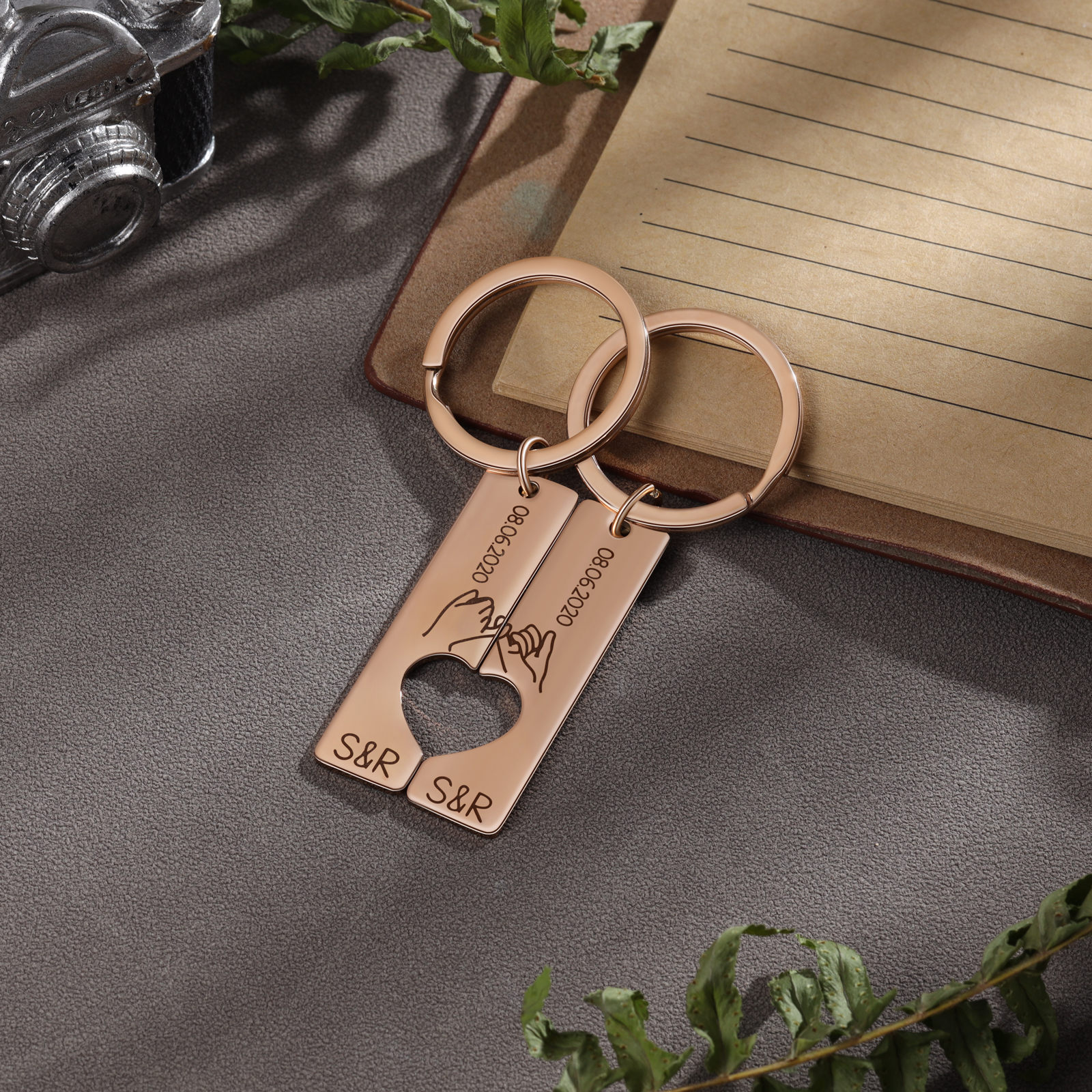 Personalisierte Partner-Schlüsselanhänger mit individueller Gravur im 2er Set - Herz Vereinbarung