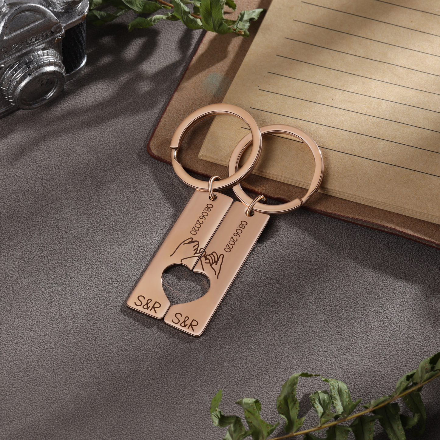 Personalisierte Partner-Schlüsselanhänger mit individueller Gravur im 2er Set - Herz Vereinbarung
