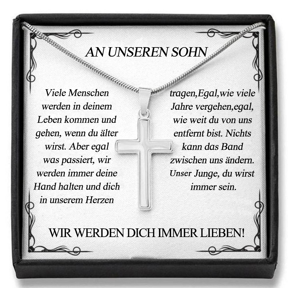 Kettenmachen 925 Sterling Silber An Unseren Sohn Kommunion Kreuz Halskette - Wir Werden Dich Immer Lieben - Geschenk mit Nachrichtenkarte 31.39