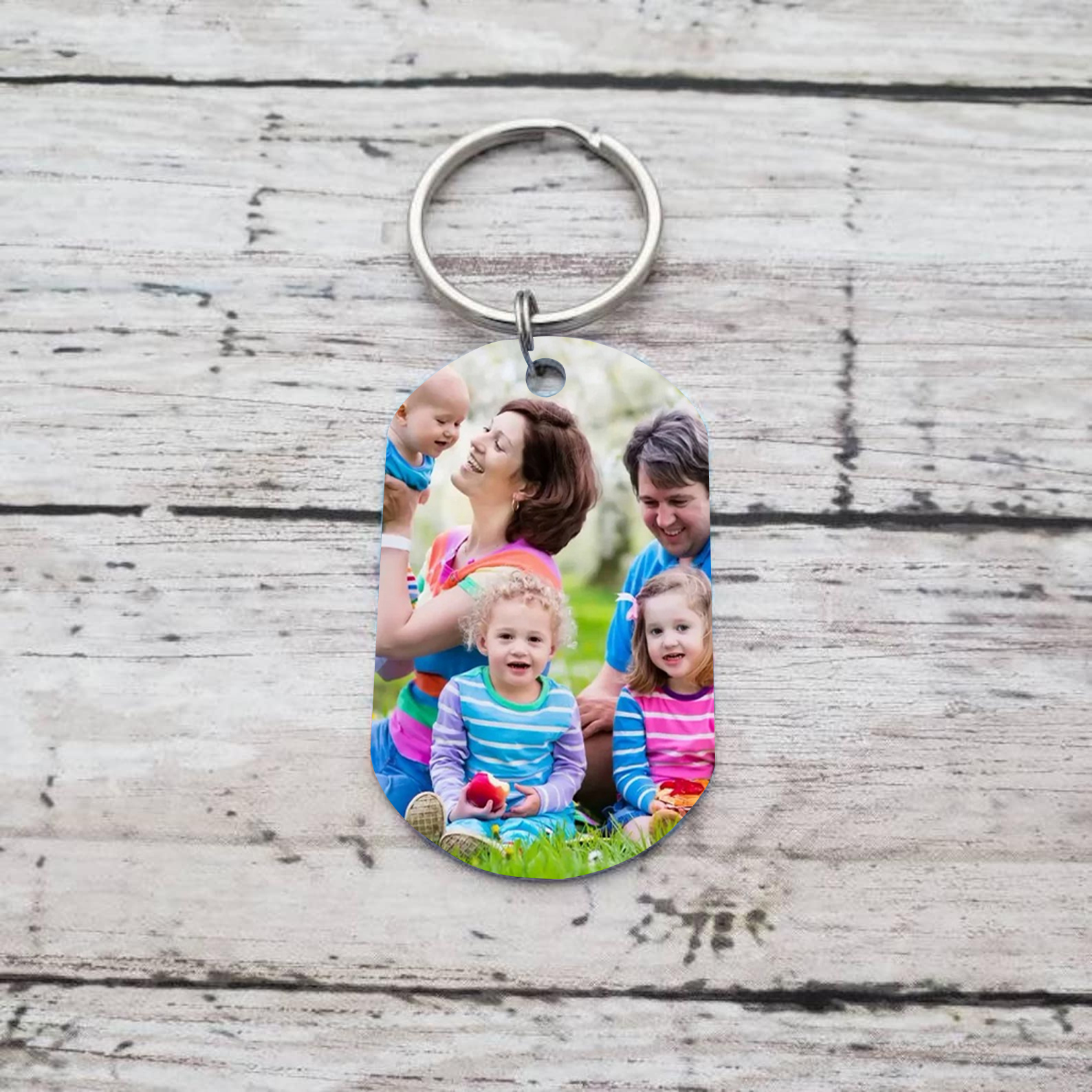 Personalisierbares Foto & 4 Namen Papa Faust Schlüsselanhänger-Geschenk für Vater