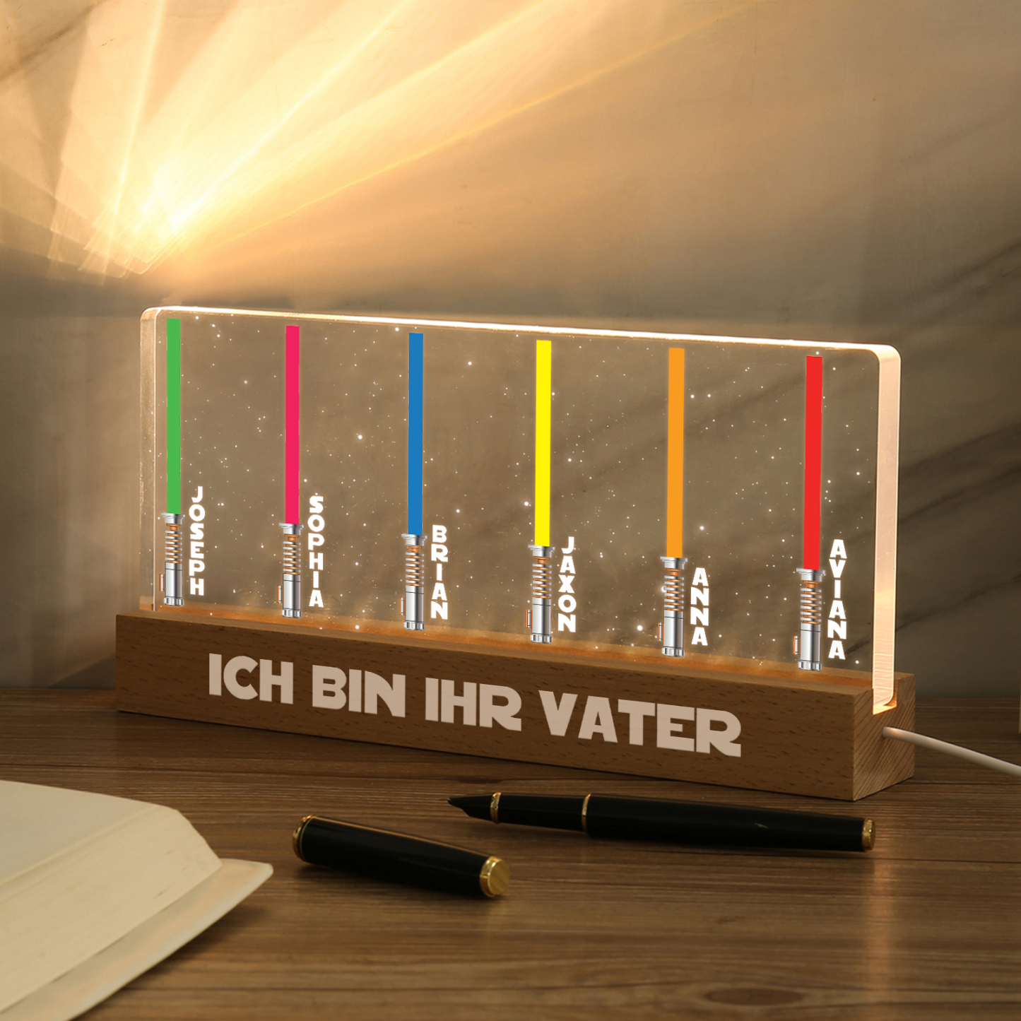 Personalisierbare 6 Namen & Text Krieg der Sterne Acryl Nachtlicht - für Familie