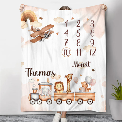 Kinder Decke -Personalisierter 1 Name & Monat Flanelldecke