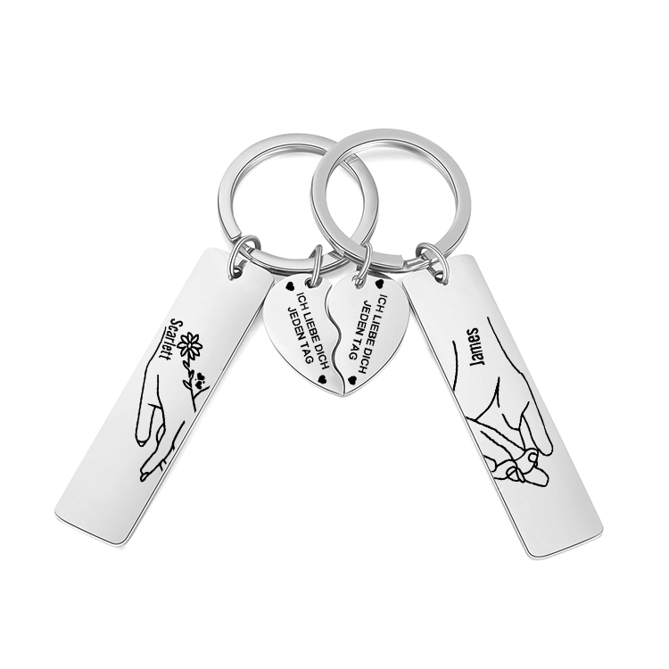 Personalisierbare 2 Namen - Ich liebe dich jeden Tag - Metall Paar Schlüsselanhänger