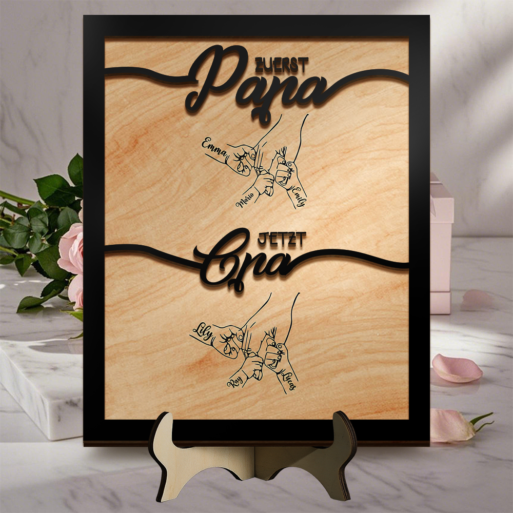 Personalisiertes "Erst Papa, jetzt Opa"-Holzschild – mit Wunschnamen