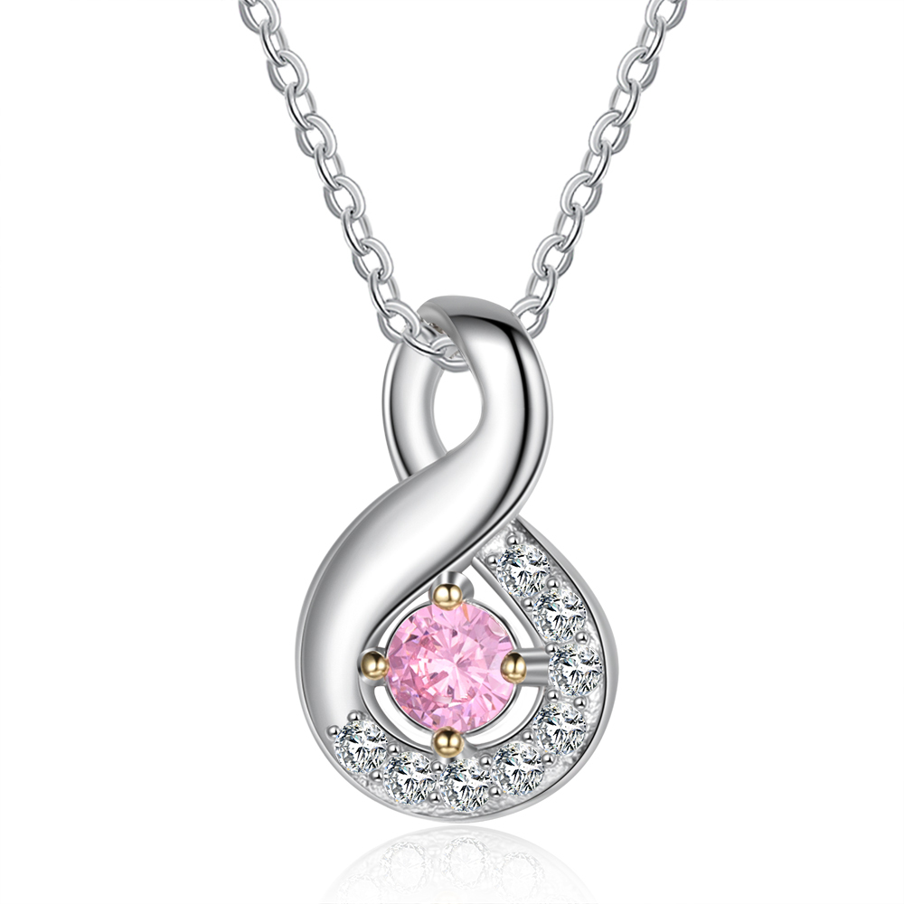 S925 Silber Gravur 1 Name Infinity Halskette mit 1 Geburtsstein