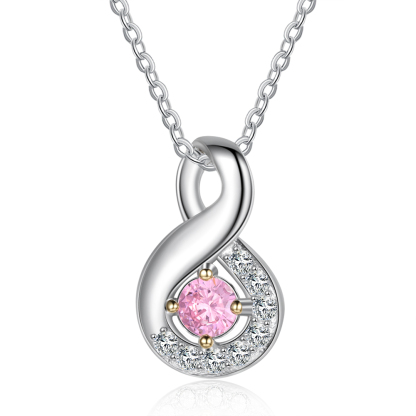 S925 Silber Gravur 1 Name Infinity Halskette mit 1 Geburtsstein