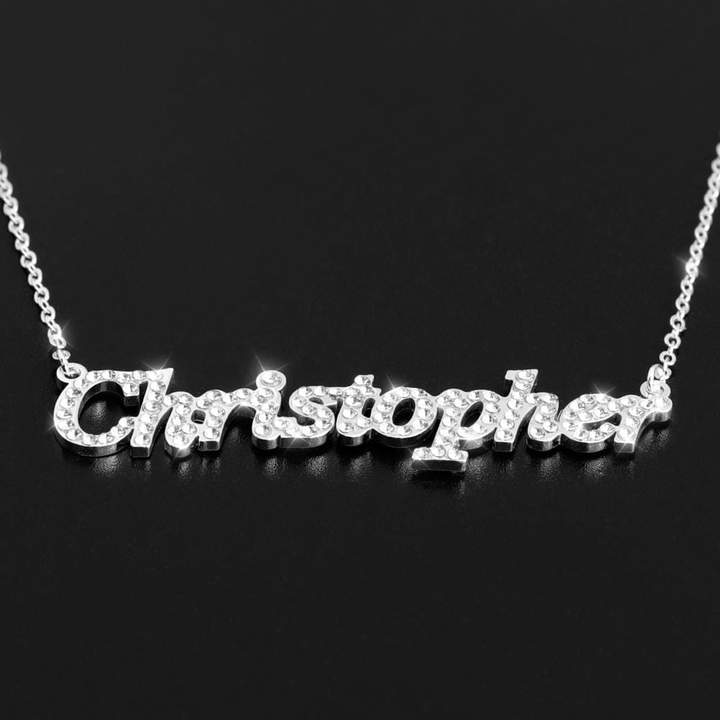Muttertagsgeschenk personalisierte glänzende Diamant-Namenshalskette