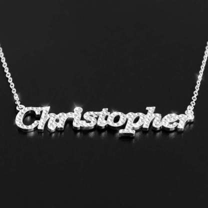 Muttertagsgeschenk personalisierte glänzende Diamant-Namenshalskette