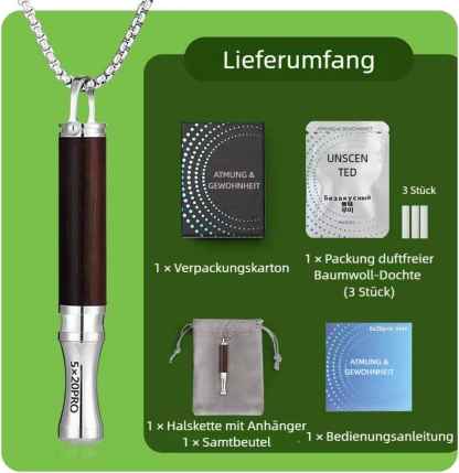 Halskette mit Atemanhänger aus Holz zur Angstlinderung und zum Rauchstopp