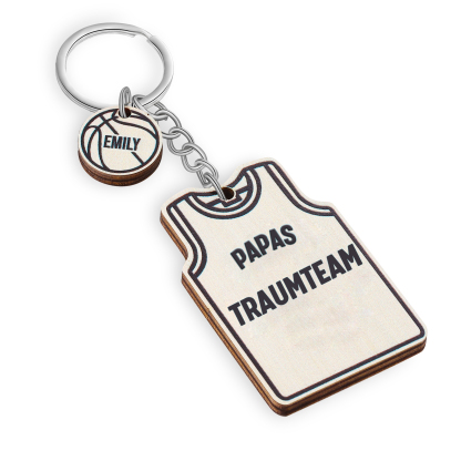 Personalisierter Text & 1 Name Holz Basketball Schlüsselanhänger