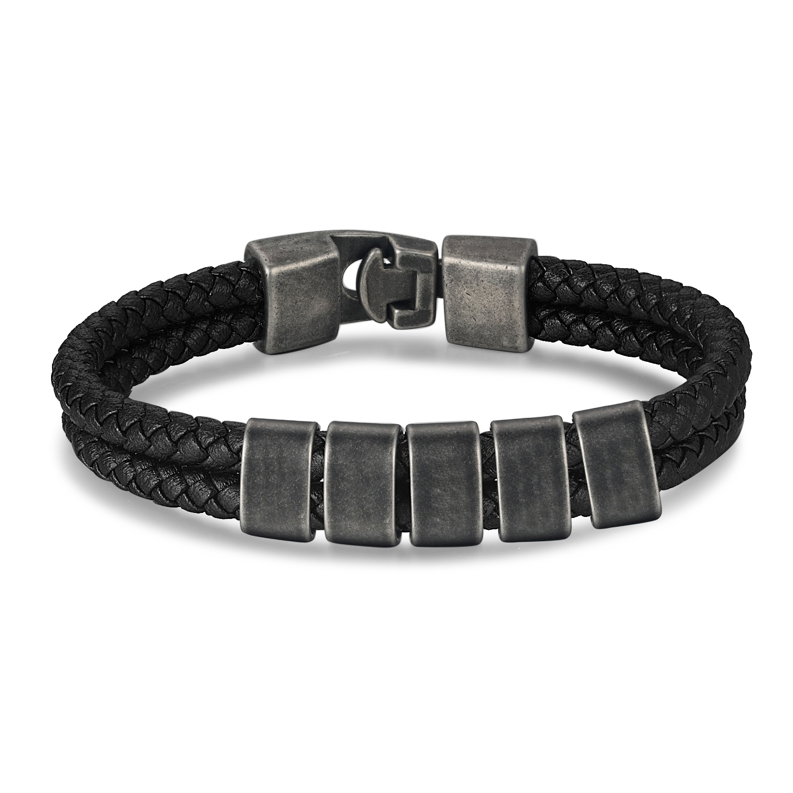 Personalisiertes Herren 5 Namen Leder Vintage Armband mit Edelstahl Perle