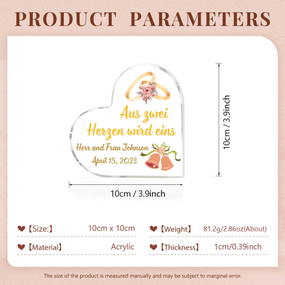 Personalisierte 2 Texte Acryl-Deko Schreibtischdekoration Hochzeit Geschenk für Paar