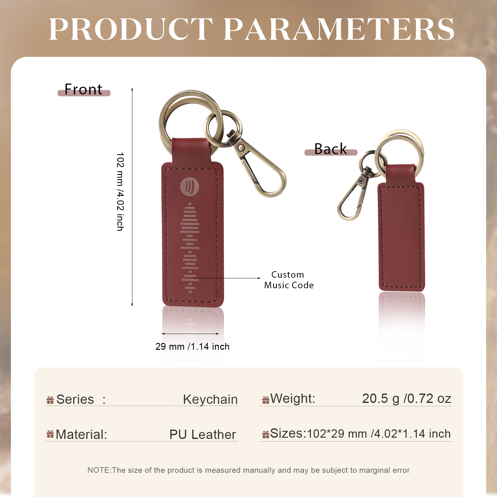 Personalisierter Spotify Code PU Leder Schlüsselanhänger