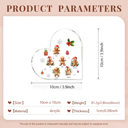 Personalisierte 6 Namen Lebkuchenmann Familie Weihnachten Acryl-Deko-Schreibtischdekoration