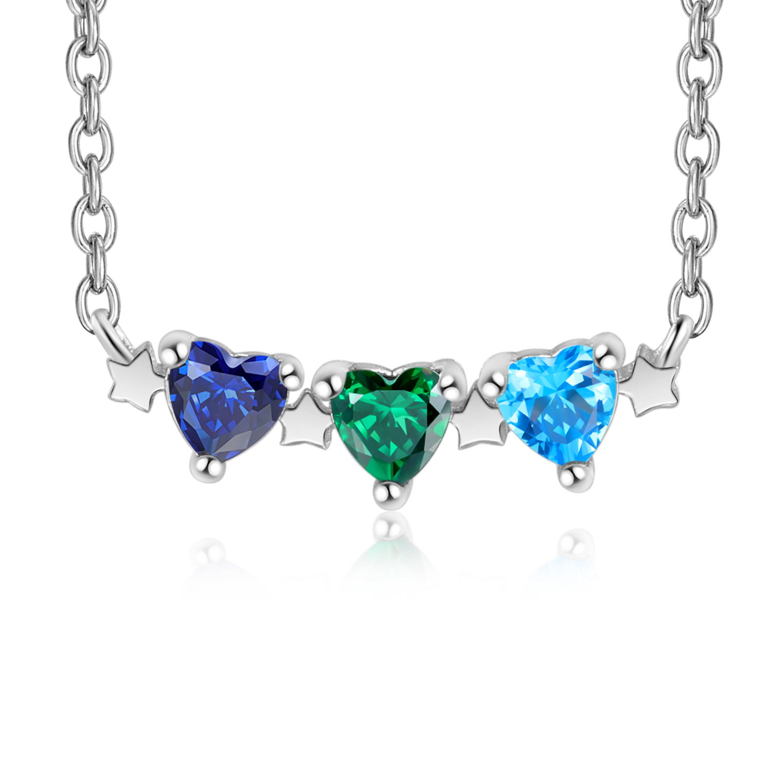 Personalisierte 3 Geburtssteine Herz Stern Halskette für Großmutter