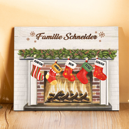 Familie Holzbild - Personalisierter Text & 5 Namen Kamin Holzdekoration-Geschenk für Opa/Oma