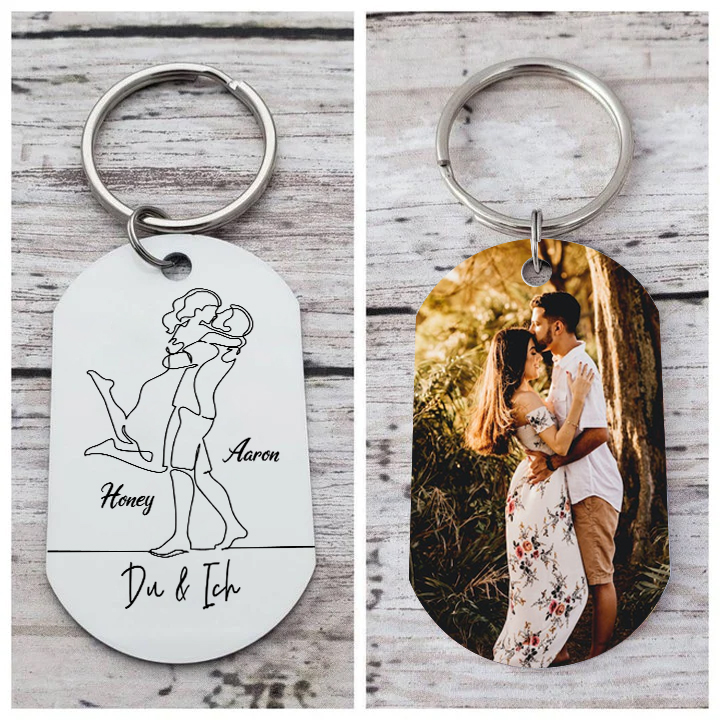 Personalisierbares Foto & 2 Namen Schlüsselanhänger-DU & ICH-Geschenk für Paare