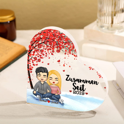 Personalisierte 2 Namen & Jahr Acryl-Deko-Schreibtischdekoration für Paar