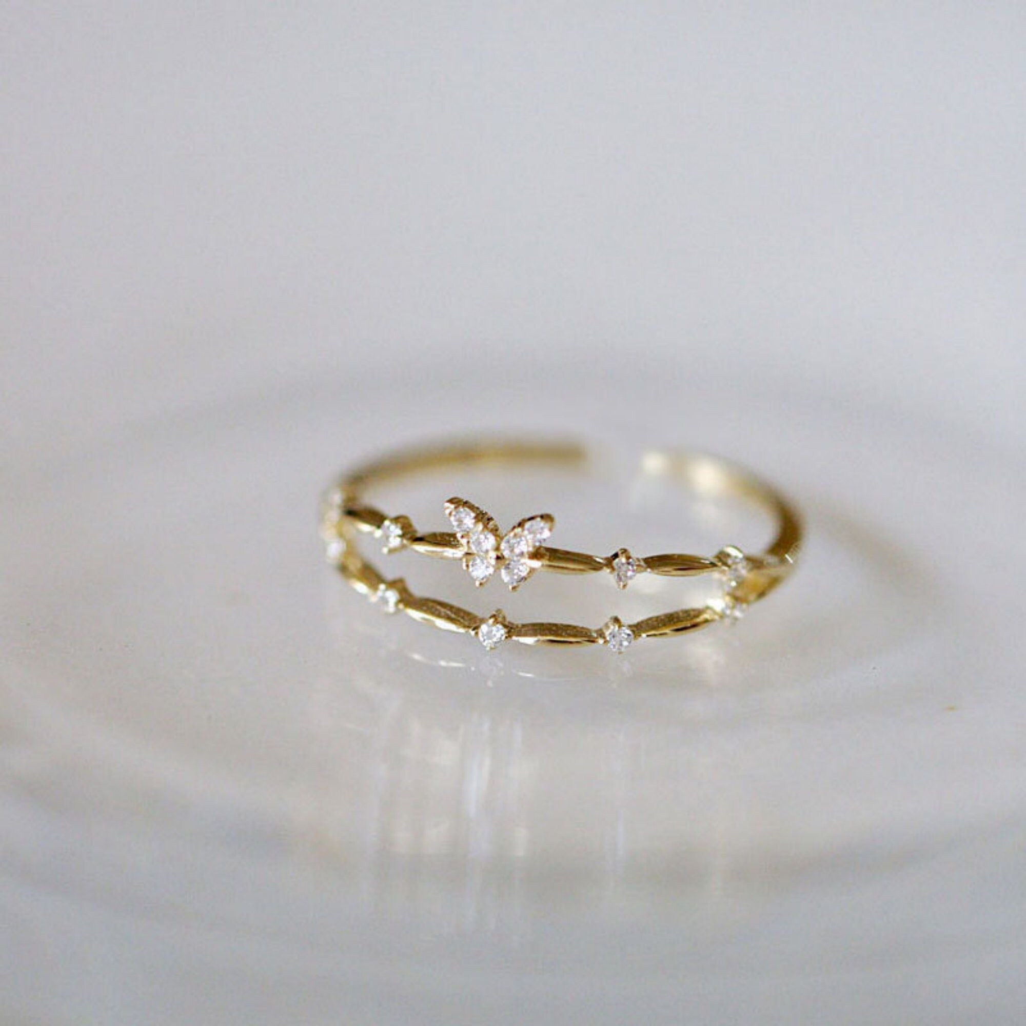 925 Sterling Silber Schmetterling Offener Ring- An Meine Tochter- Geschenk mit Nachrichtenkarte