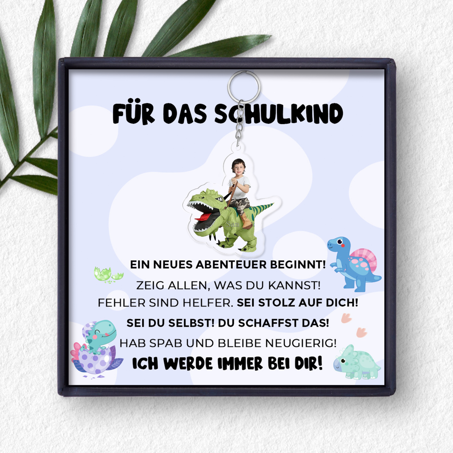 Personalisierter 1 Name & Foto Dinos Acryl Schultasche Anhänger Schlüsselanhänger-Für das Schulkind- Schulanfang Geschenk