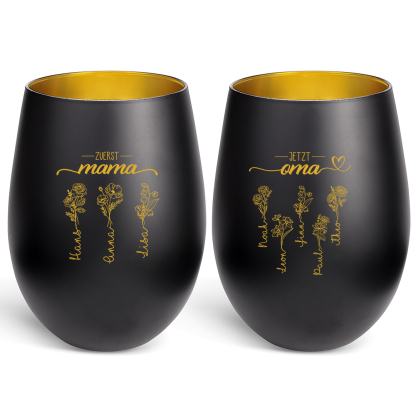 Personalisierter Glas-Kerzenhalter mit 2–10 Geburtsblumen und Namen für Mama/Oma