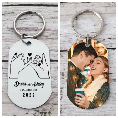 Personalisierbares Foto & 2 Namen & Text & Jahr Schlüsselanhänger-Geschenk für Paare
