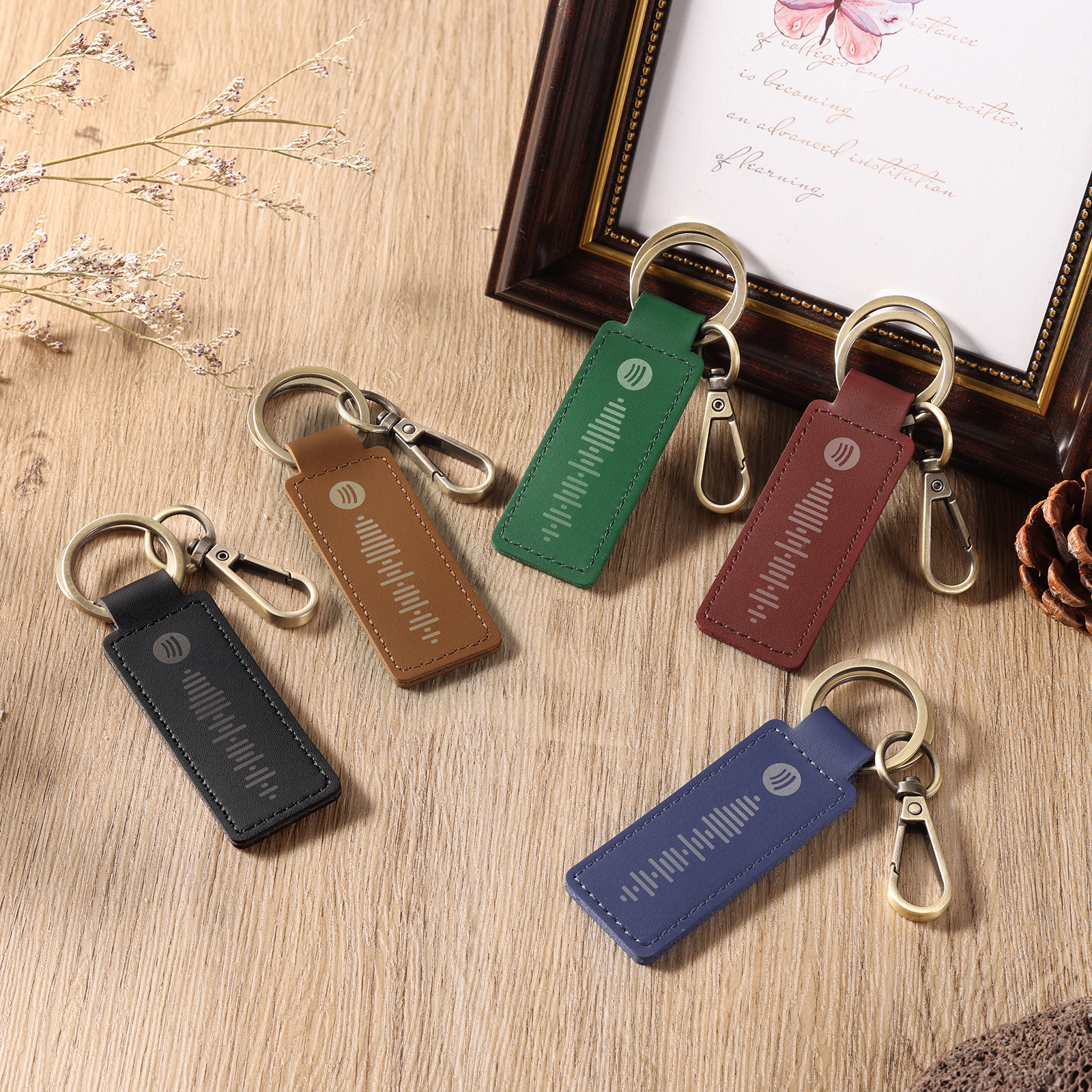Personalisierter Spotify Code PU Leder Schlüsselanhänger