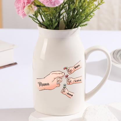 Personalisierte 4 Namen Blumen verschicken Familie Vase