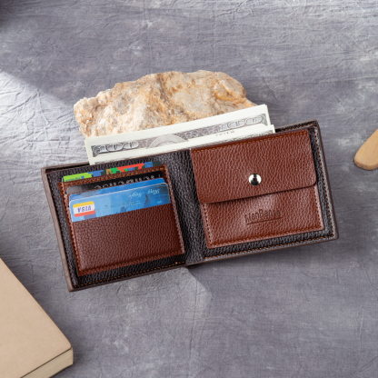 Herren Personalisierte Foto & Text PU Leder kompakte Geldbörse Snap-Geldbörse