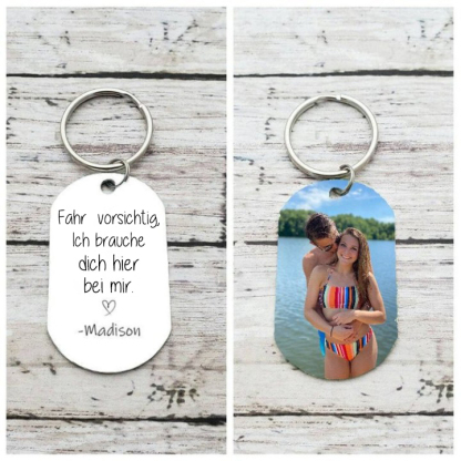 Personalisierter Foto & Name Schlüsselanhänger Fahr Vorsichtig Schlüsselanhänger