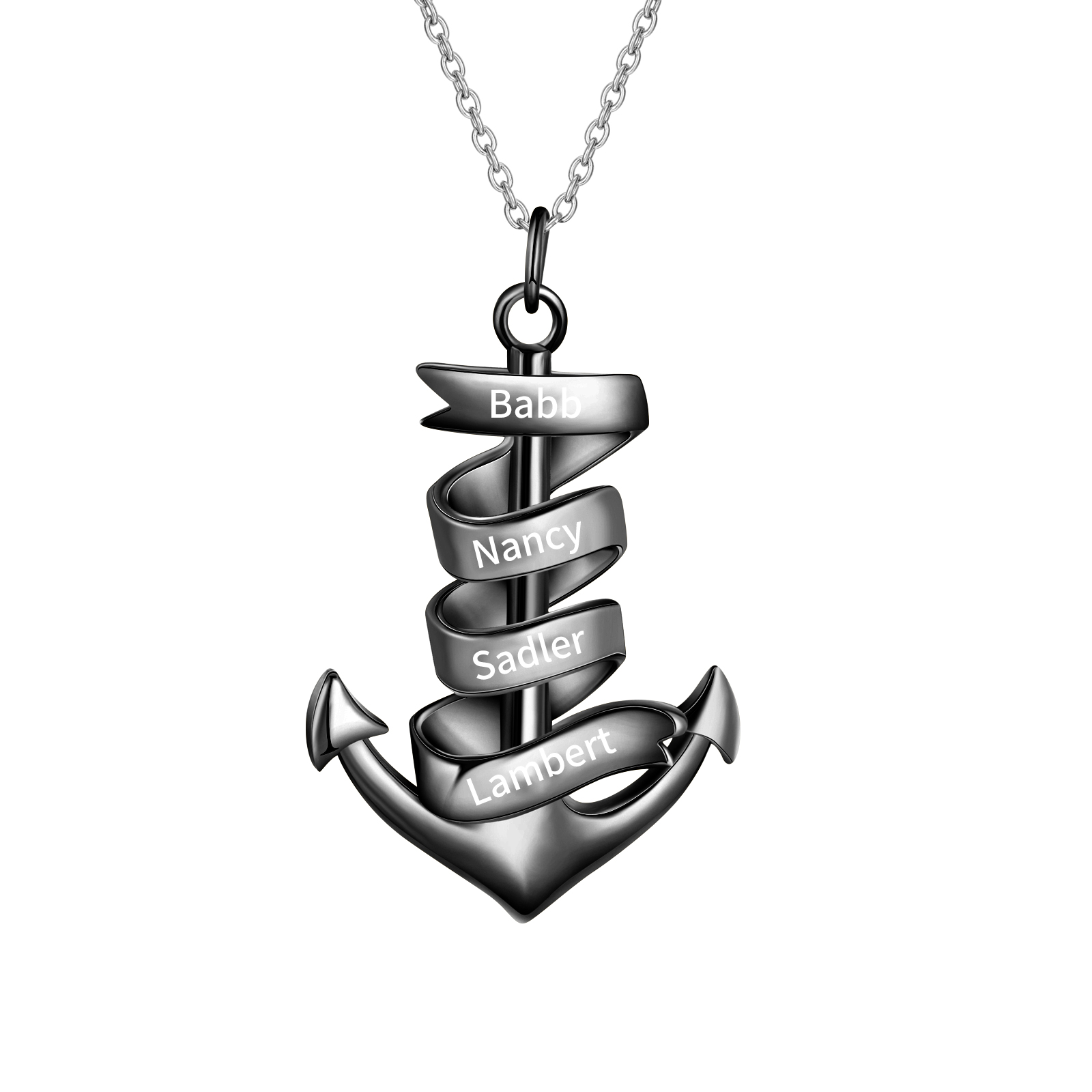 925 Sterling Silber Personalisierte 4 Namen Anker Halskette