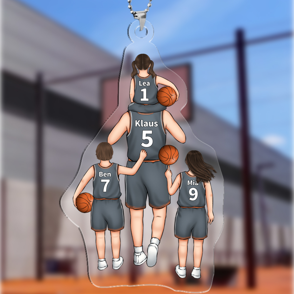 Personalisierbare 2-5 Namen Basketballteam Acryl Ornament/Schlüsselanhänger mit Schlüsselring