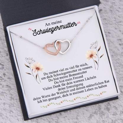 S925 Silber Herz Halskette - An Meine Schwiegermutter - Muttertag Geschenk mit Nachrichtenkarte