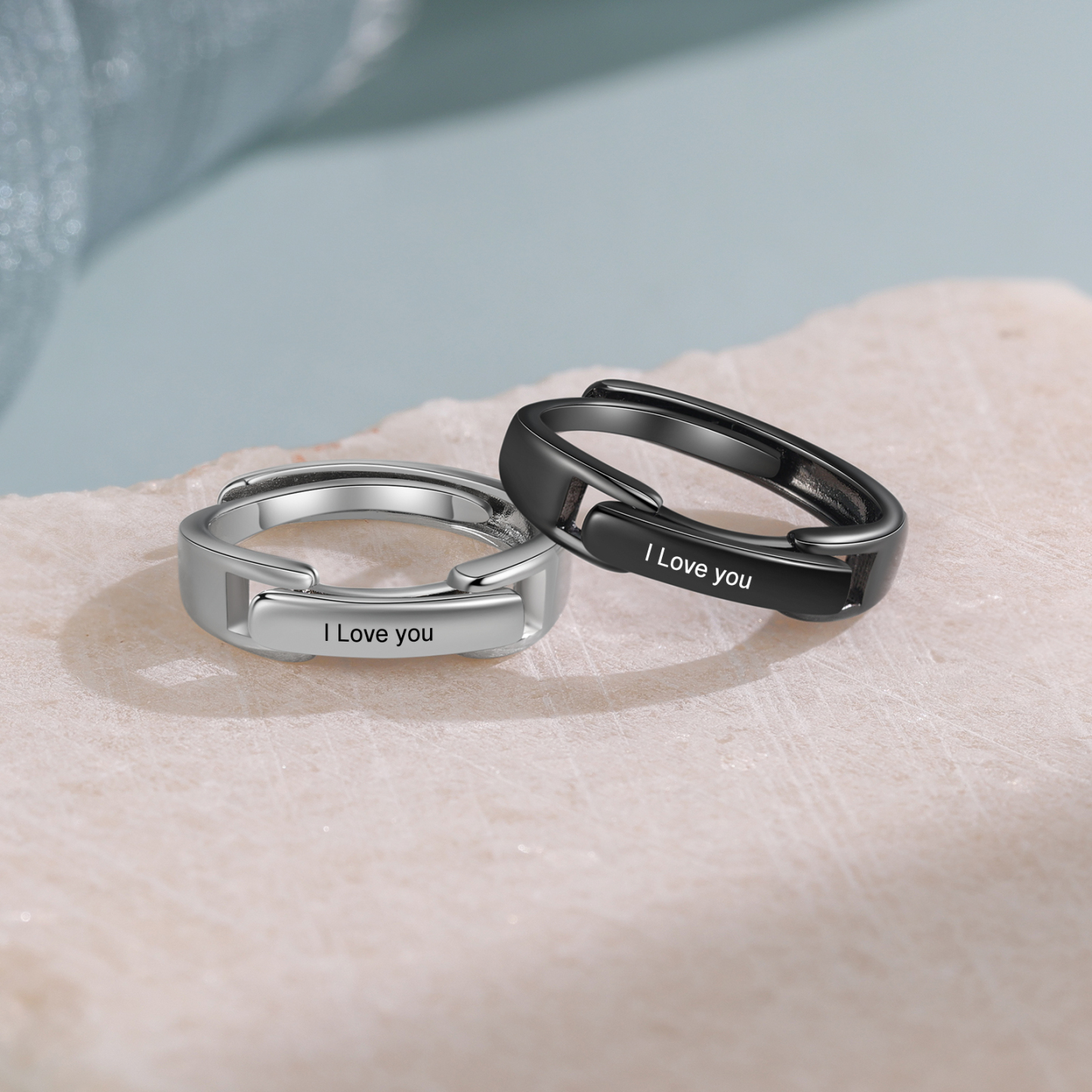 Personalisierter offener Partnerring mit Namen und persönlicher Botschaft Geschenk für Partner, Freundin oder Freund zum Jahrestag