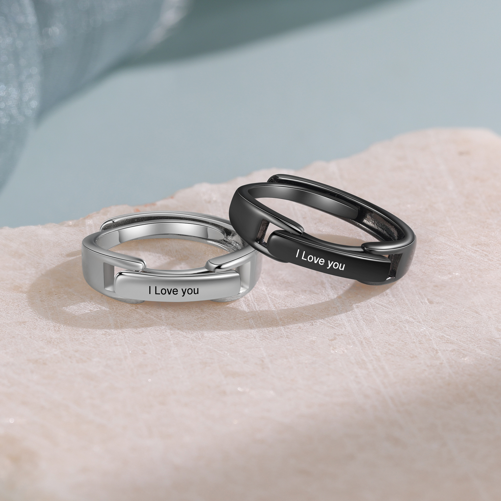 Personalisierter offener Partnerring mit Namen und persönlicher Botschaft Geschenk für Partner, Freundin oder Freund zum Jahrestag