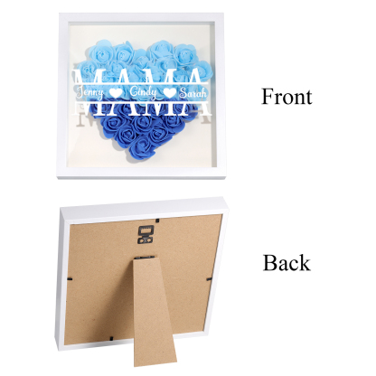 Mama Dichteplattenrahmen Deko-Personalisierbare 2 Namen Blume Ornament für Mutter