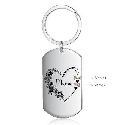 Personalisierbare 1-6 Namen Mama Herz Schlüsselanhänger