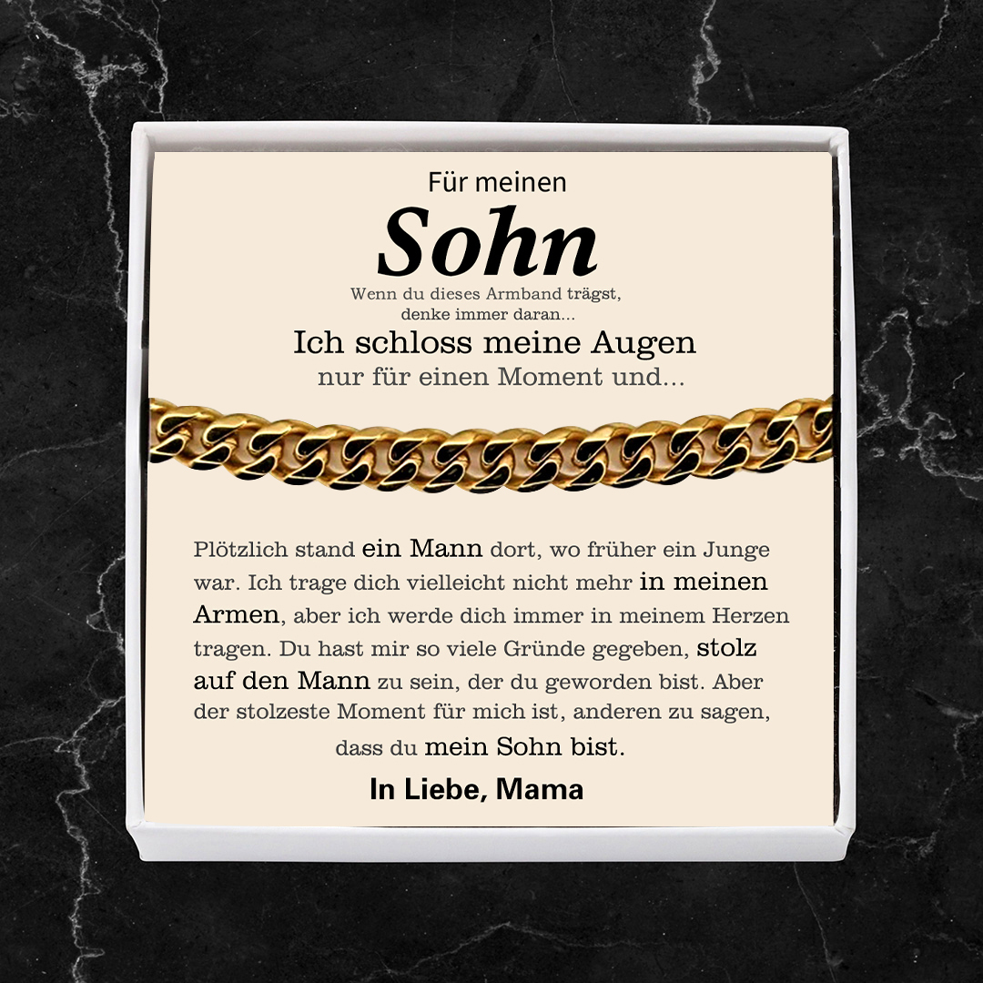Herren Kubanisches Armband- Für meinen Sohn-Geschenk mit Nachrichtenkarte