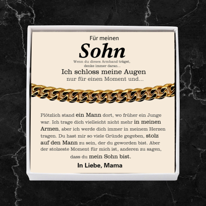 Herren Kubanisches Armband- Für meinen Sohn-Geschenk mit Nachrichtenkarte