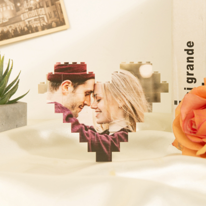 Personalisierte 3 Foto & 2 Texte Blume Plastik Puzzle Baukasten Bausteine