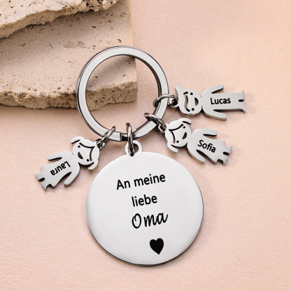 Gravur 3 Namen & Wunschtext Familie Schlüsselanhänger - Dieser Vater ( oder Mutter, Opa, Oma, usw. ) Gehört zu ...