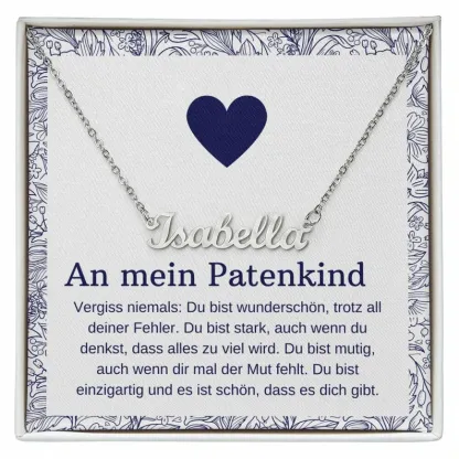 925 Sterling Silber Personalisierte 1 Namen Gravur Halskette-An Mein Patenkind-Geschenk mit Nachrichtenkarte