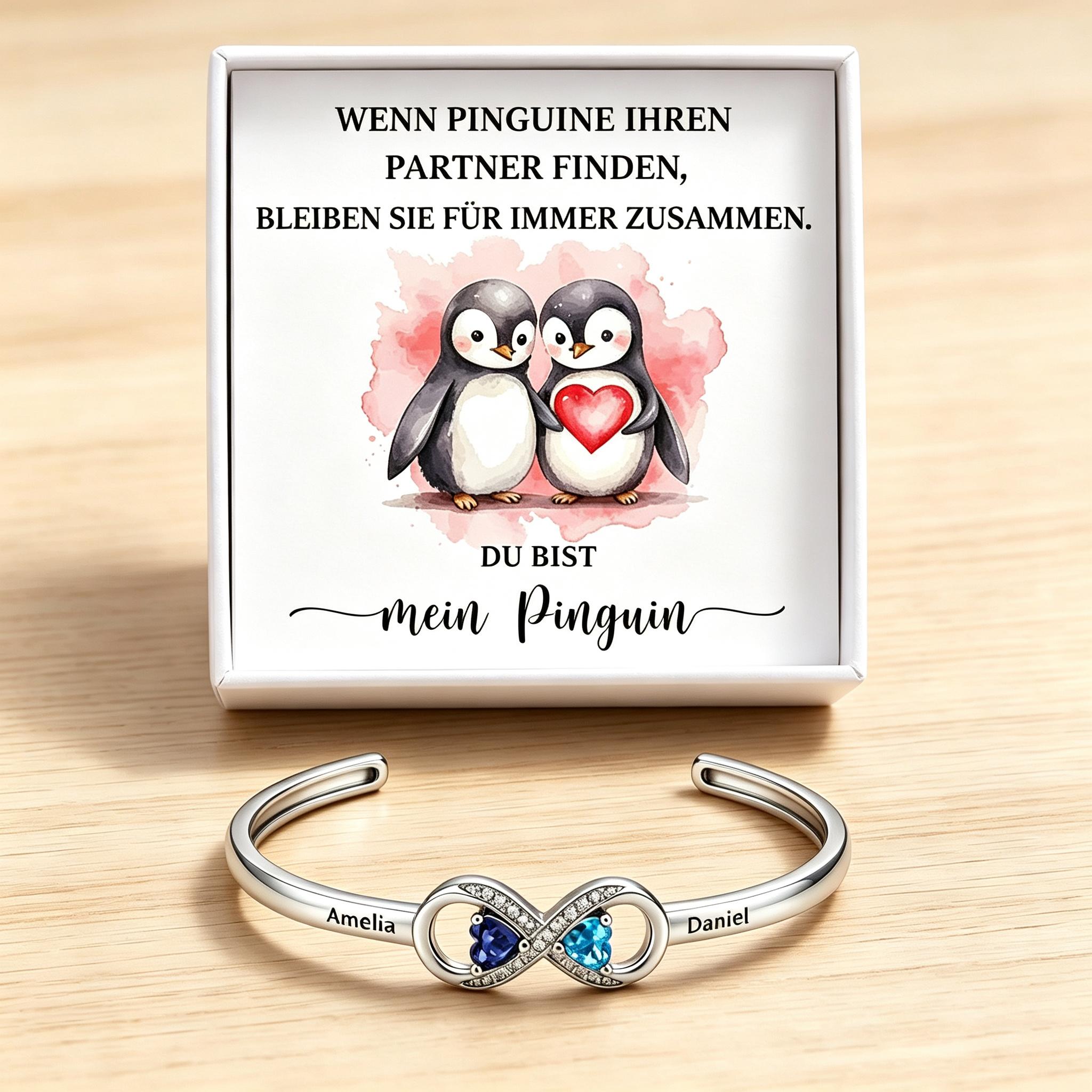 Personalisiertes Infinity-Armband mit 2 Namen & Geburtssteinen – Geschenk für Tochter, Partnerin, Mama oder Paar