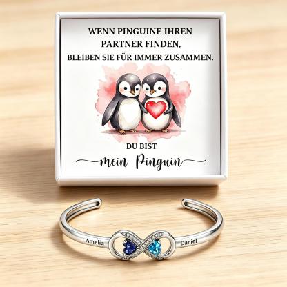 Personalisierter Unendlichkeits-Armreif mit zwei Namen und herzförmigen Geburtssteinen – persönliches Geschenk für Freundin, Mama oder Ehefrau zum Jahrestag, zum Valentinstag, zum Geburtstag, zum Mutt