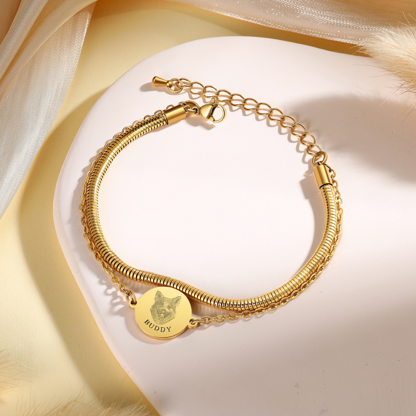 Personalisiertes Hausetiert Foto - Schlangenkette-Armband